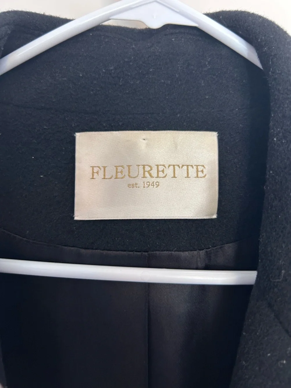Fleurette black wool and cashmere button-front longline‎ winter coat | Size 12